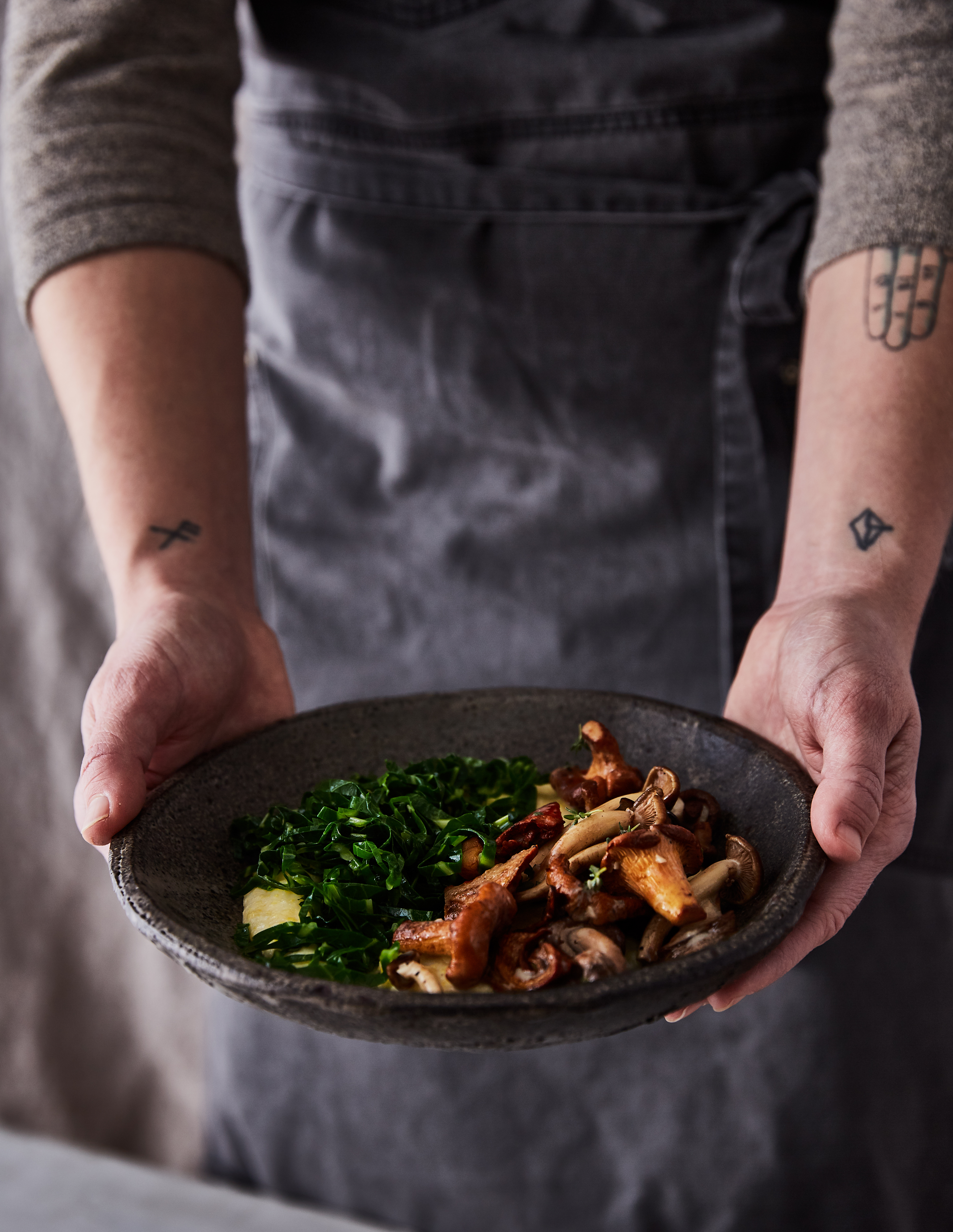 Collard Greens and mushrooms, Seattle Food Photographer